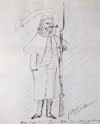Autorretrato como soldado, 1870-71 (pluma y tinta sobre papel)